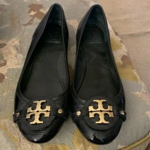 Tory Burch Black Patent Ballet Flats Size 10